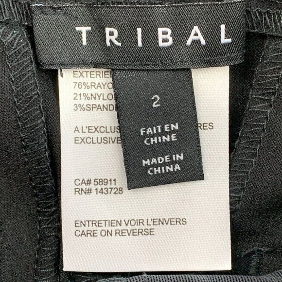 Tribal Capri Pants 2 Black Snap Detail Stretch Pull on 22" Inseam New NWOT - Picture 8 of 10